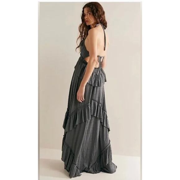 Free People Beach Santa Luz Ruffle Maxi Dress Large NEW - Picture 2 of 5